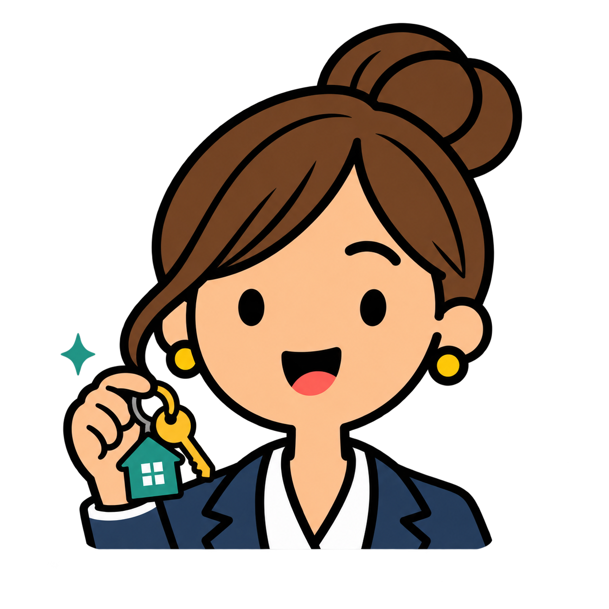 Abi, AI assistant for real estate, holding a property key